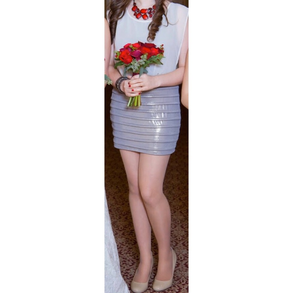 Dress w/ Stretchy Metallic Skirt & Blousey Top